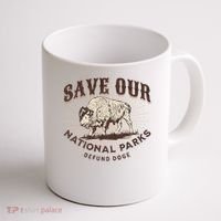 Save Our National Parks Defund DOGE Resist Bison ALT US Coffee Mug thumb 1