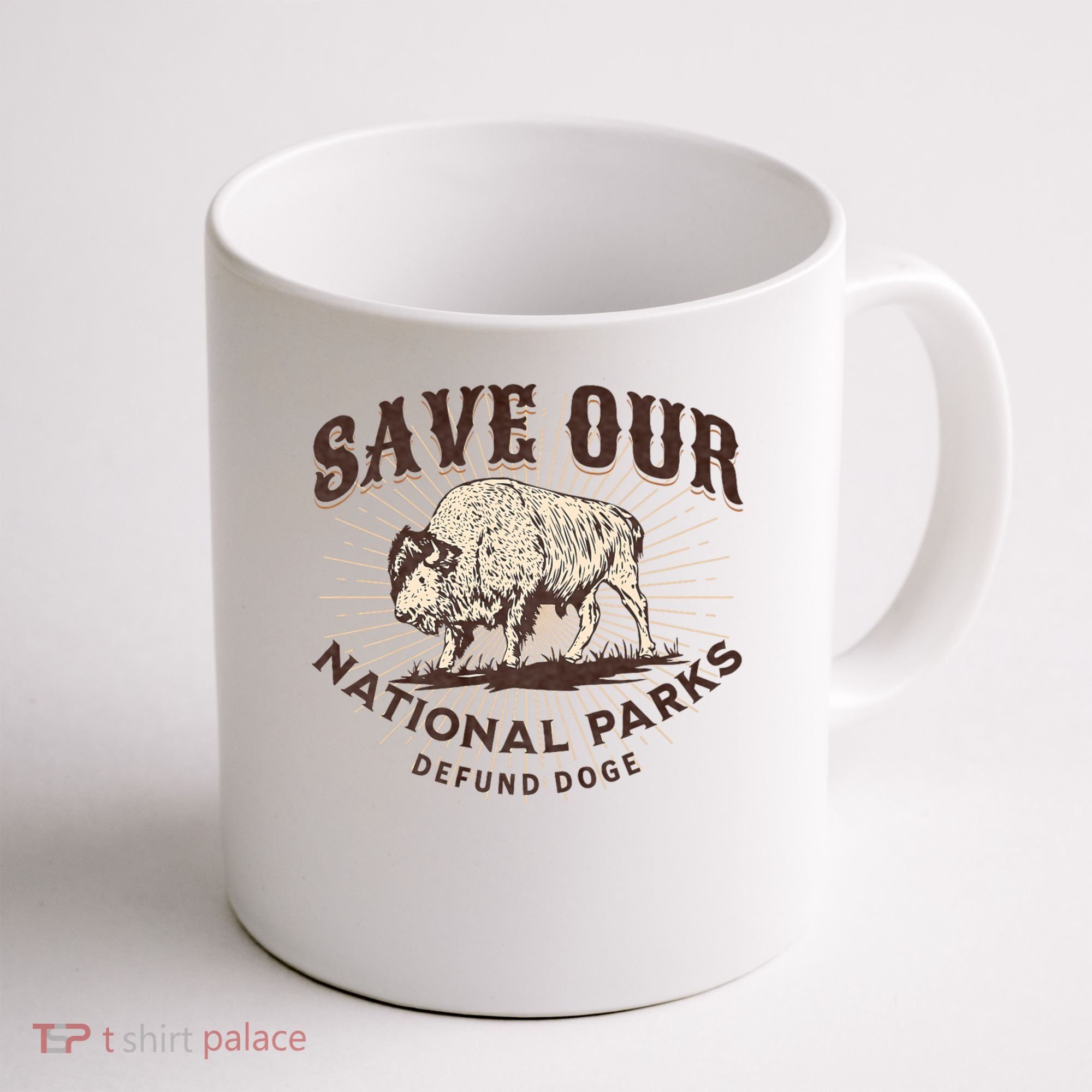 Save Our National Parks Defund DOGE Resist Bison ALT US Coffee Mug