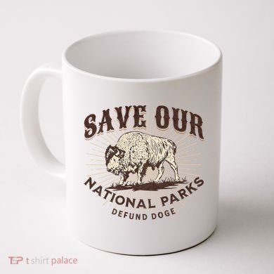 Save Our National Parks Defund DOGE Resist Bison ALT US Coffee Mug