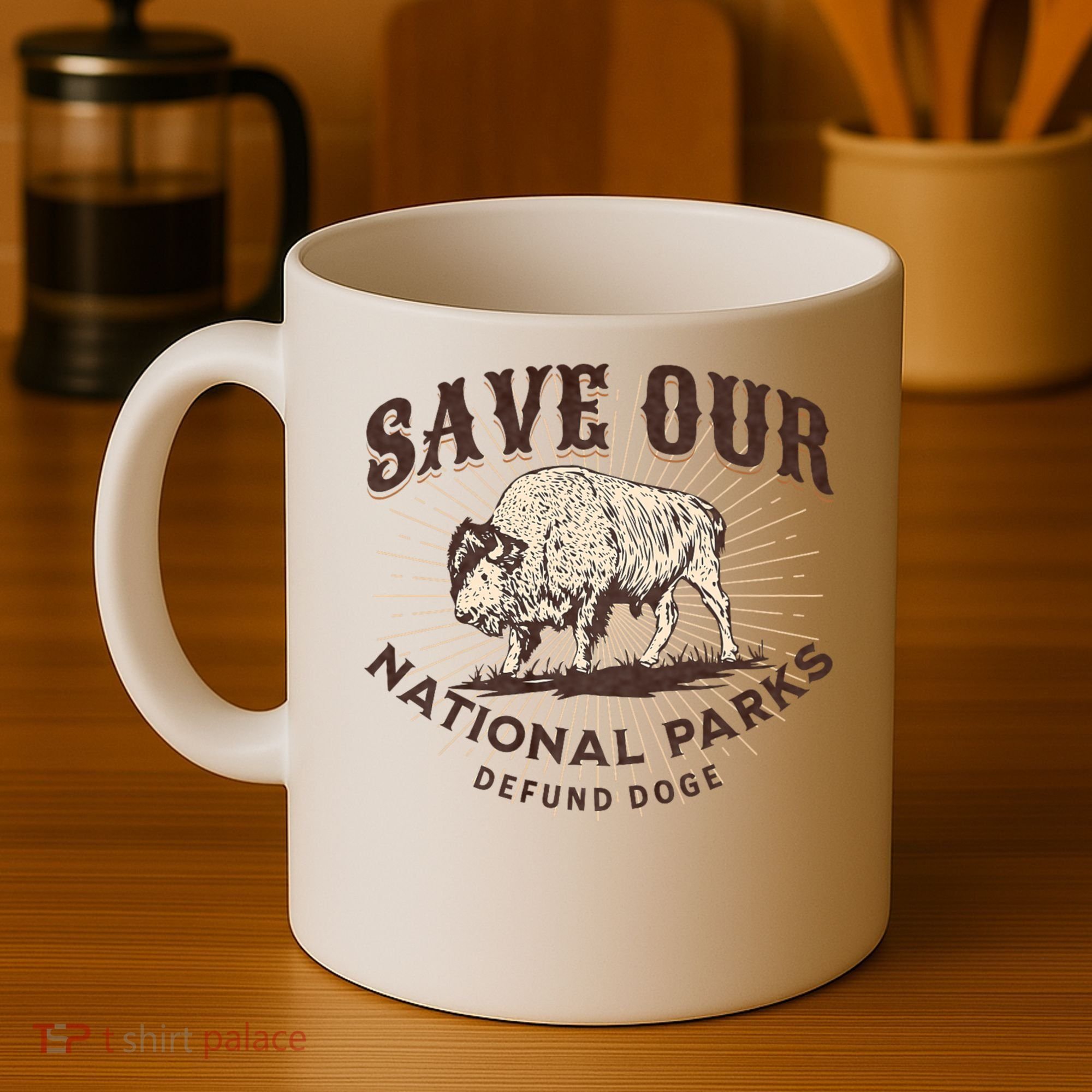 Save Our National Parks Defund DOGE Resist Bison ALT US Coffee Mug
