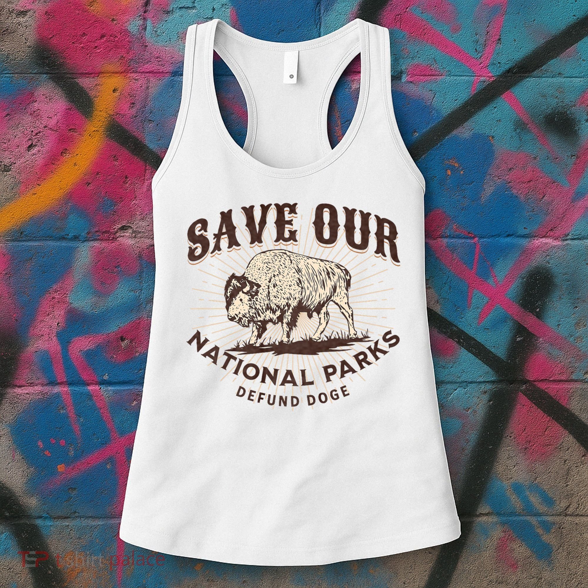 Save Our National Parks Defund DOGE Resist Bison ALT US Women's Tank Top