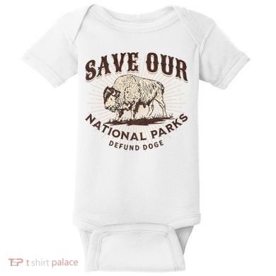 Save Our National Parks Defund DOGE Resist Bison ALT US Baby Bodysuit
