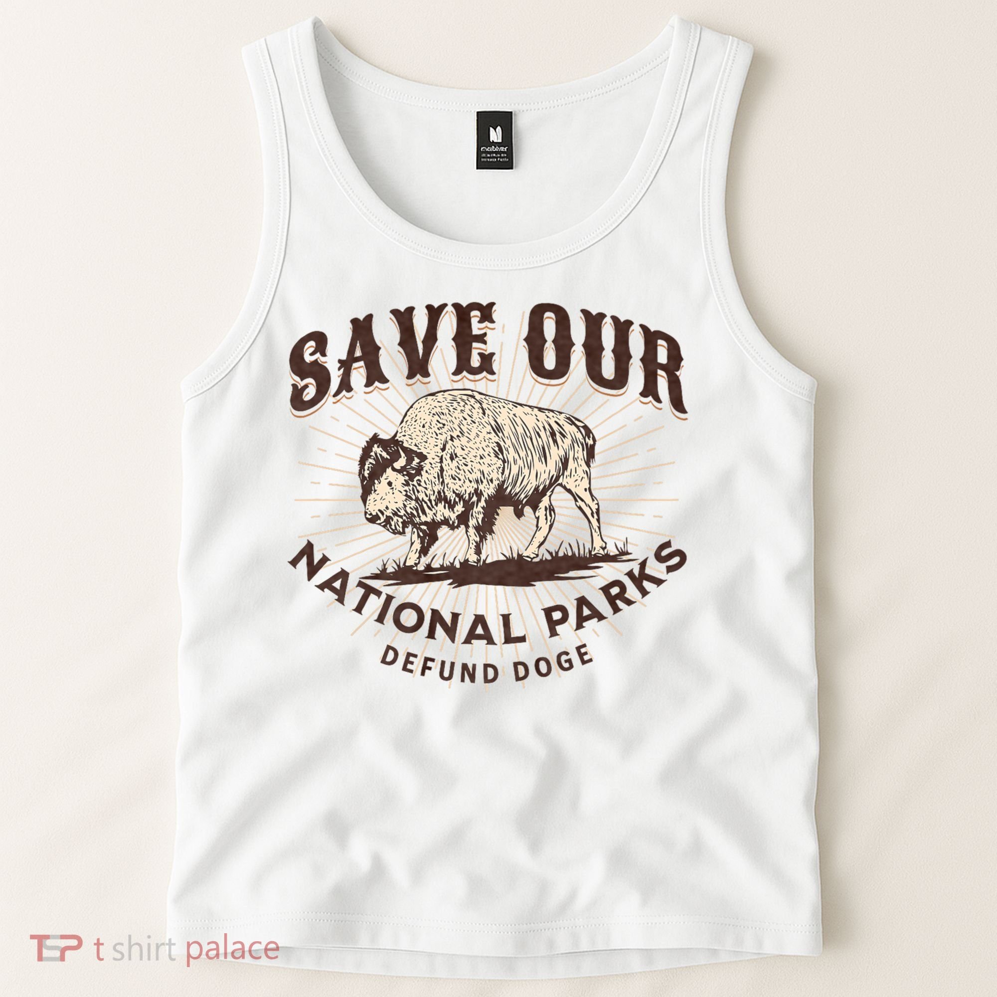 Save Our National Parks Defund DOGE Resist Bison ALT US Tank Top
