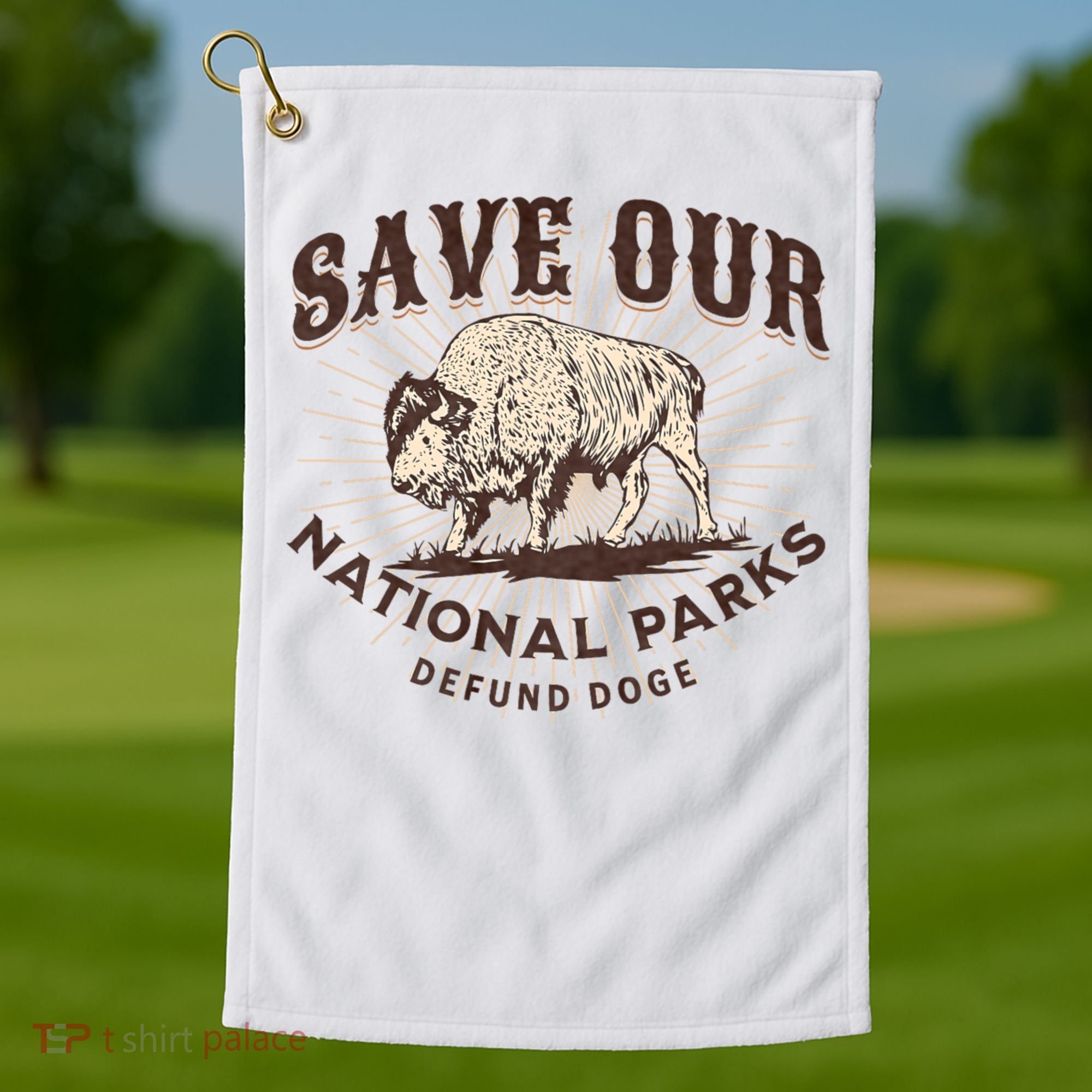 Save Our National Parks Defund DOGE Resist Bison ALT US Golf Towel