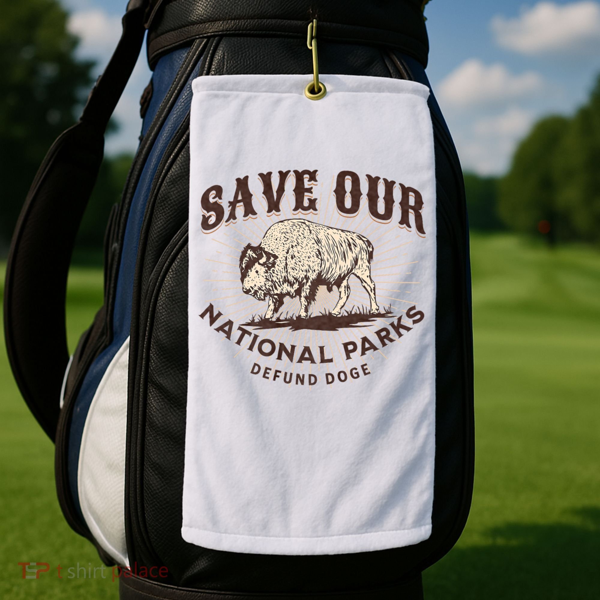 Save Our National Parks Defund DOGE Resist Bison ALT US Golf Towel