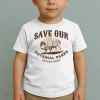Save Our National Parks Defund DOGE Resist Bison ALT US Toddler T-Shirt thumb 2
