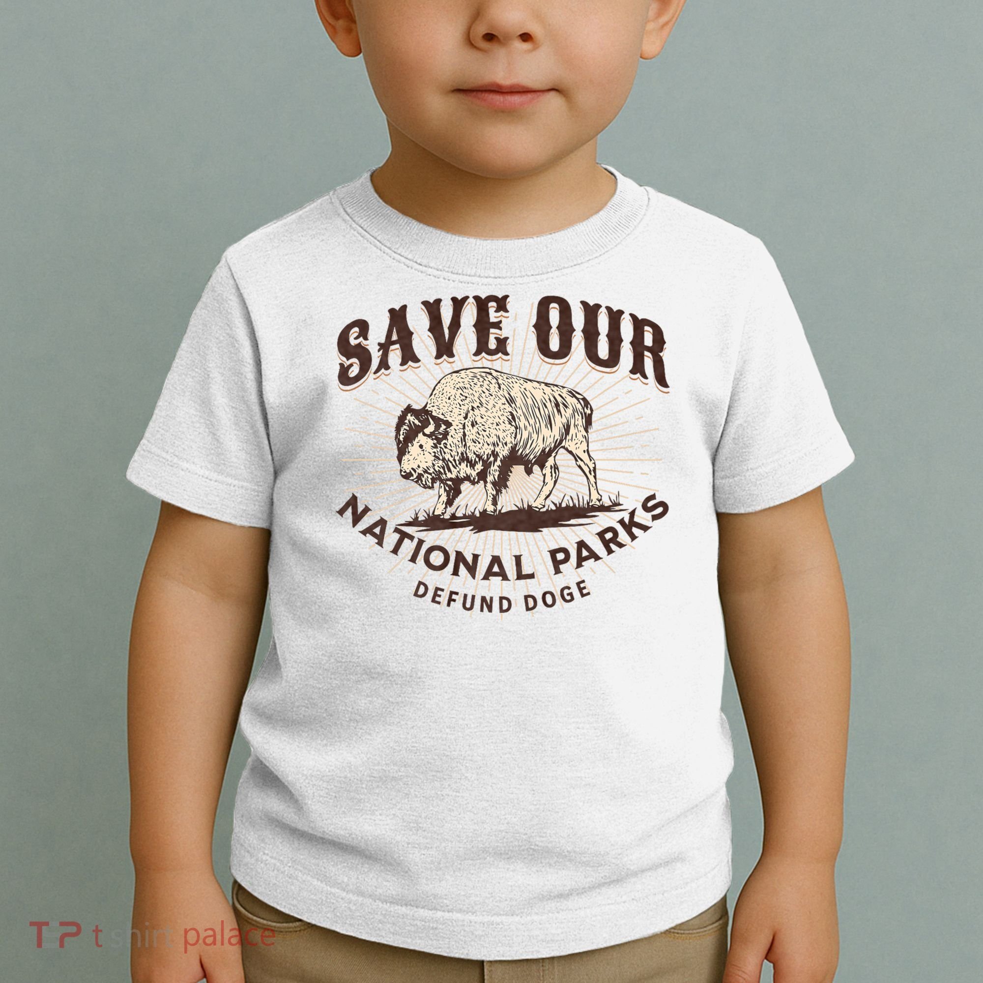 Save Our National Parks Defund DOGE Resist Bison ALT US Toddler T-Shirt