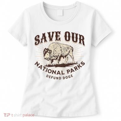 Save Our National Parks Defund DOGE Resist Bison ALT US Women's T-Shirt