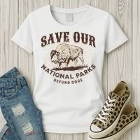 Save Our National Parks Defund DOGE Resist Bison ALT US Women's T-Shirt thumb 3