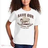 Save Our National Parks Defund DOGE Resist Bison ALT US Kids T-Shirt thumb 2