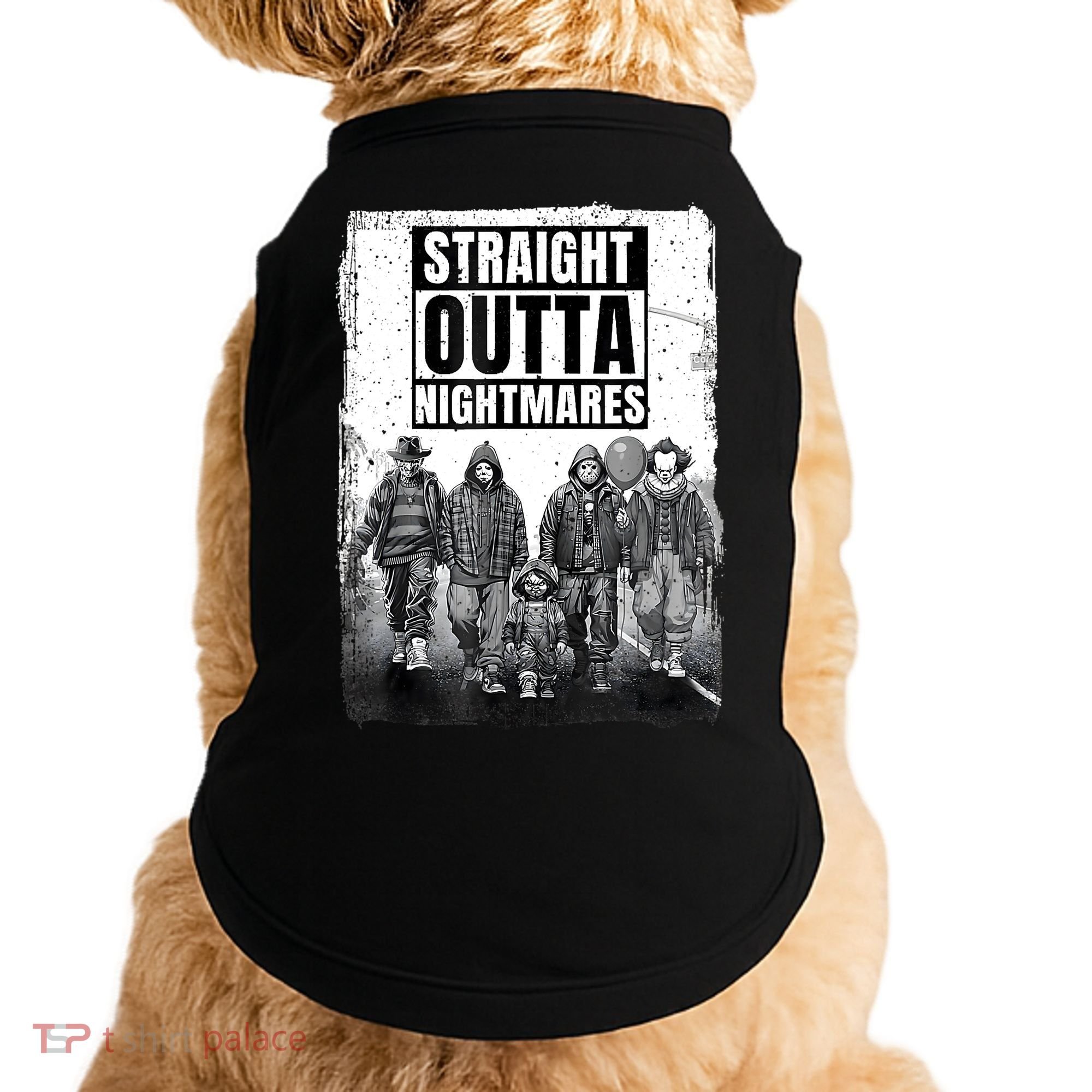 Straight Outta Nightmares Horror Halloween Scary Doggie Tank