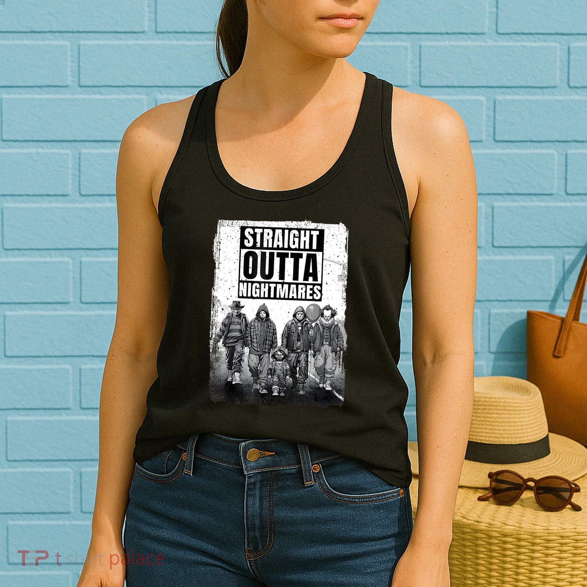 Straight Outta Nightmares Horror Halloween Scary Women's Tank Top