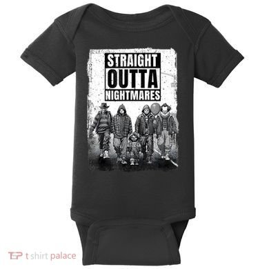 Straight Outta Nightmares Horror Halloween Scary Baby Bodysuit