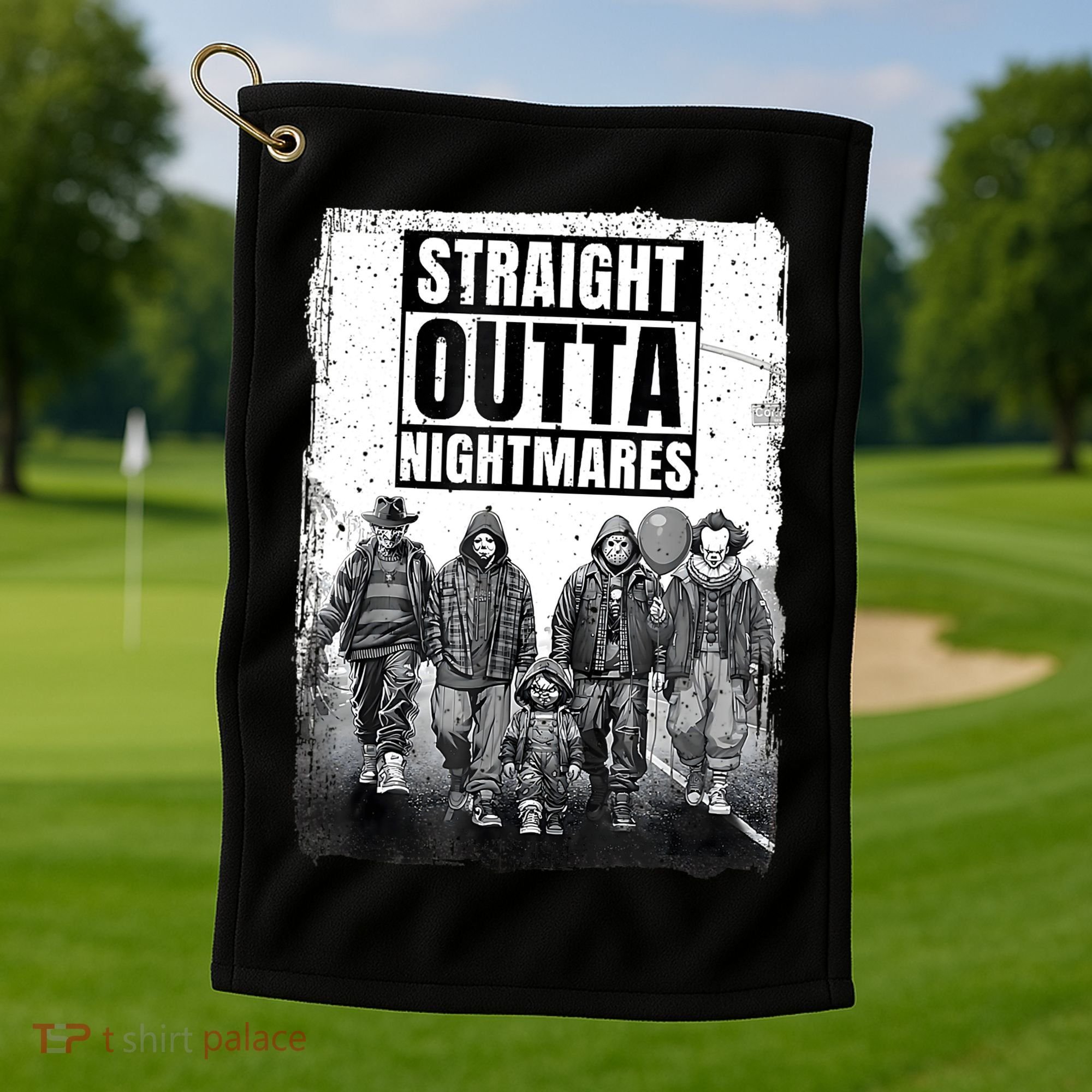 Straight Outta Nightmares Horror Halloween Scary Golf Towel