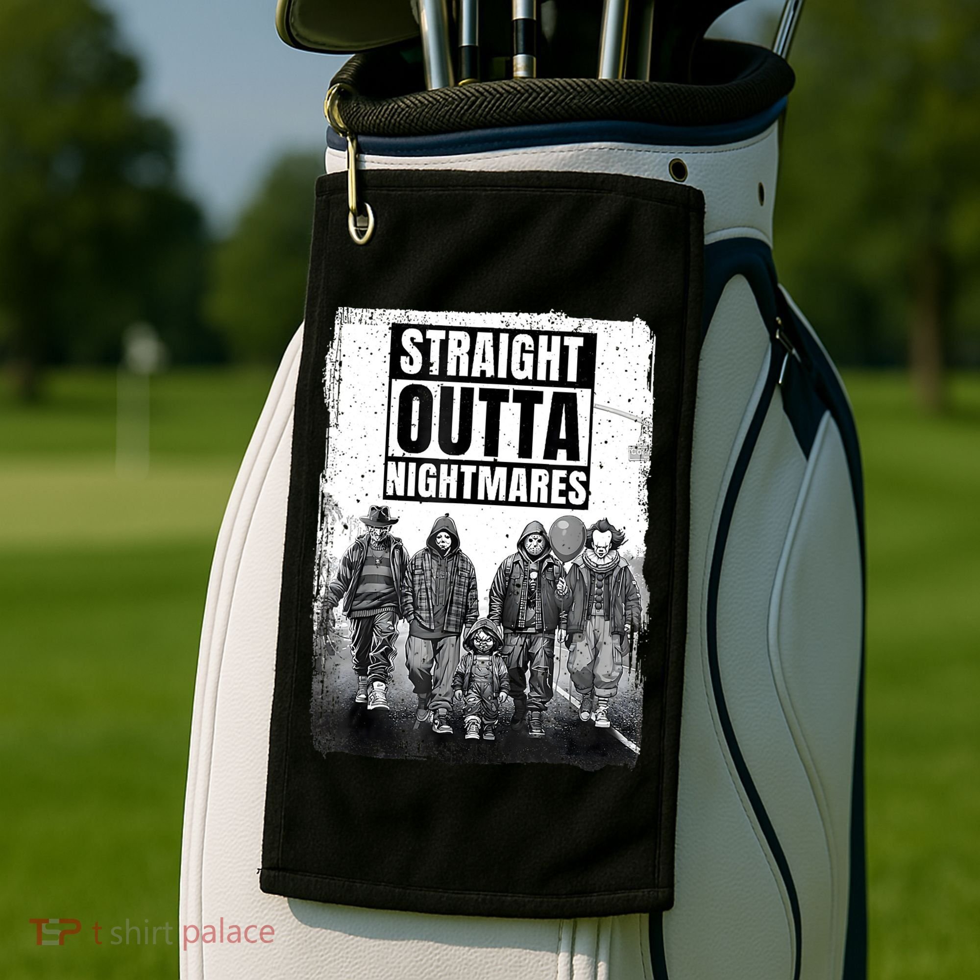 Straight Outta Nightmares Horror Halloween Scary Golf Towel