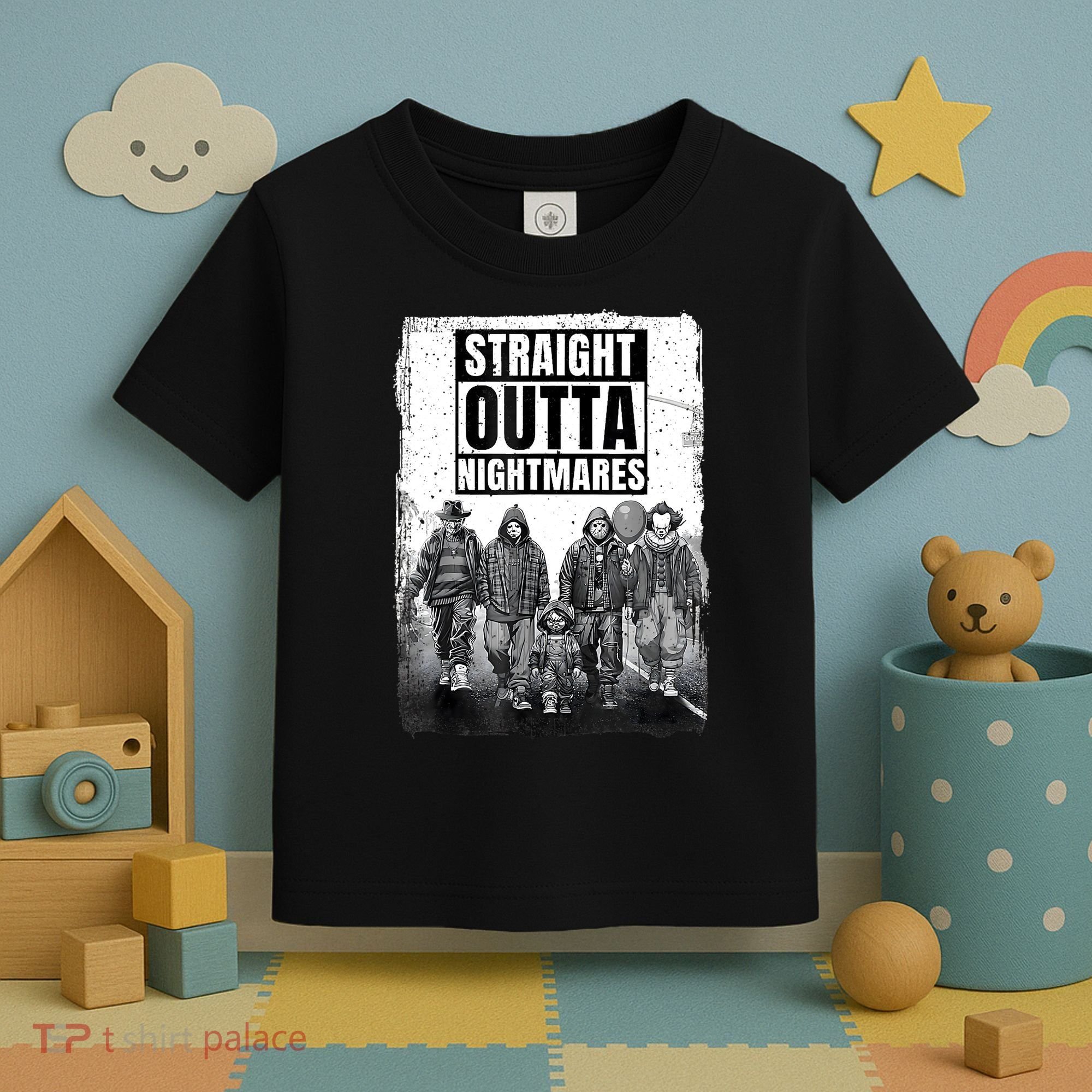 Straight Outta Nightmares Horror Halloween Scary Toddler T-Shirt