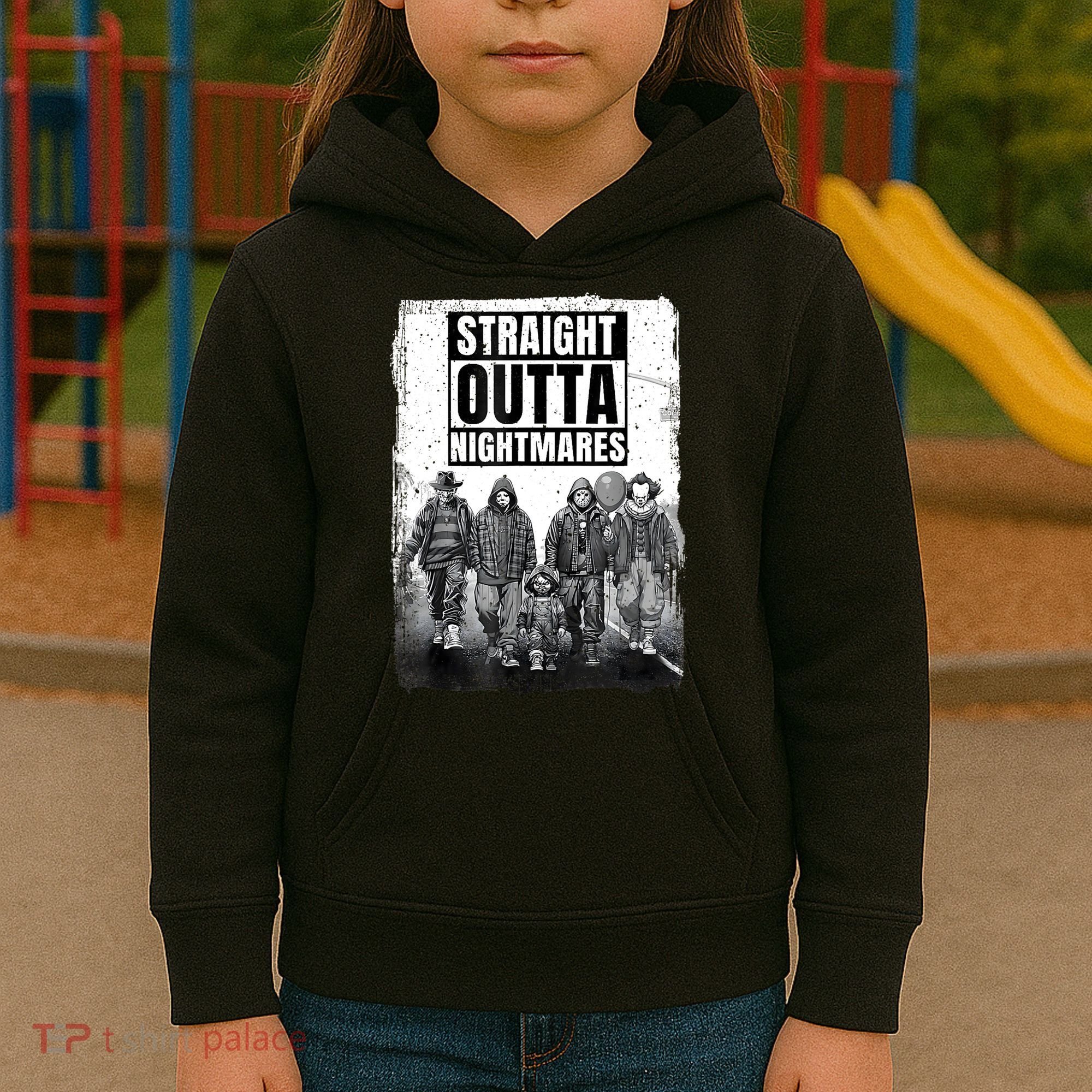 Straight Outta Nightmares Horror Halloween Scary Kids Hoodie