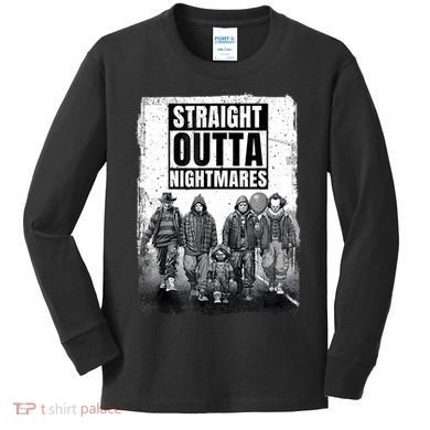 Straight Outta Nightmares Horror Halloween Scary Kids Long Sleeve Shirt
