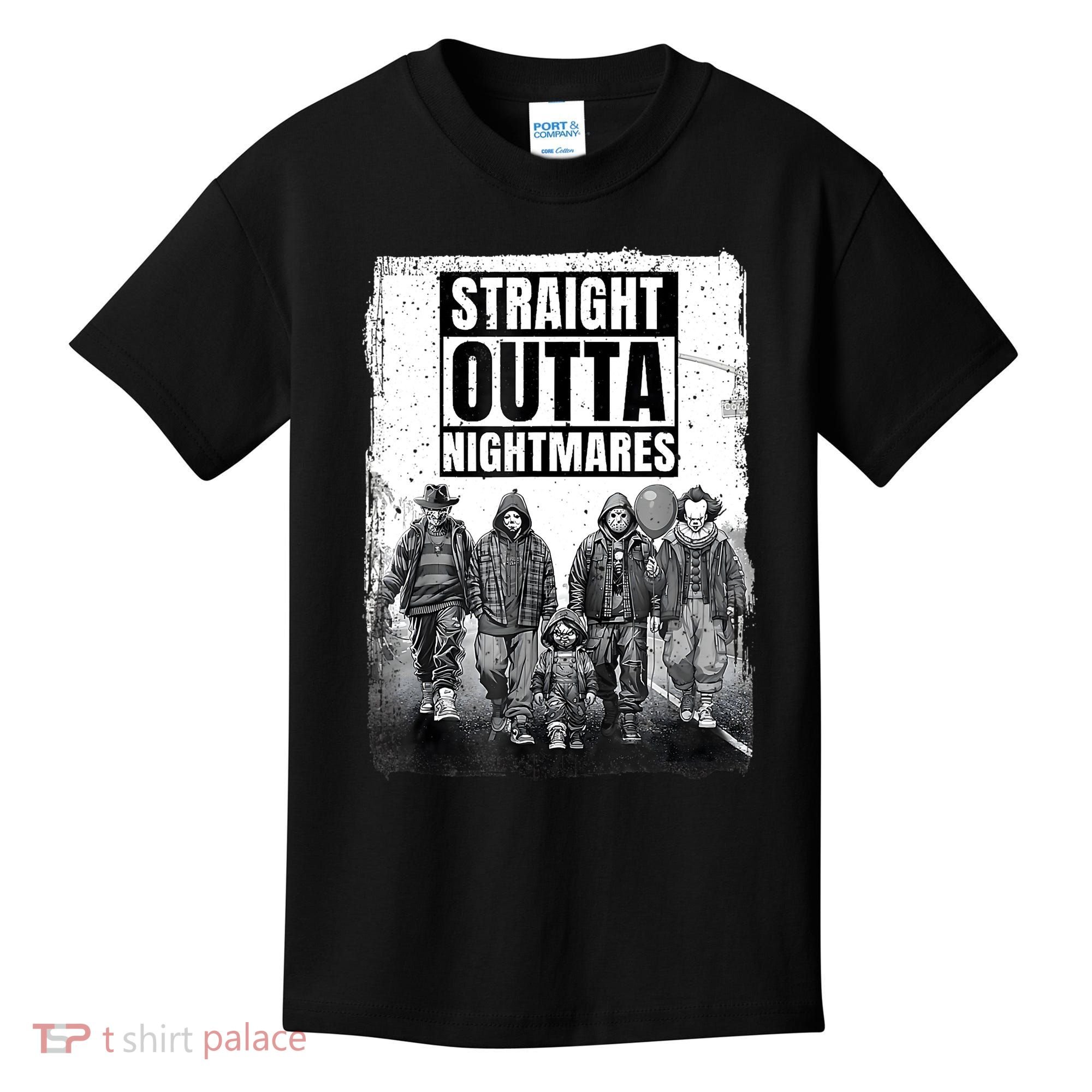 Straight Outta Nightmares Horror Halloween Scary Kids T-Shirt