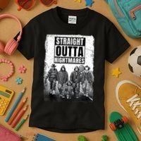 Straight Outta Nightmares Horror Halloween Scary Kids T-Shirt thumb 3