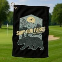 Save Our National Parks Resist Bear Anti Trump Golf Towel thumb 1