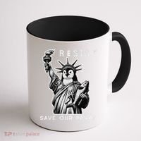 Save Our National Parks Penguin Statue Of Liberty Resist Coffee Mug thumb 1