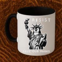 Save Our National Parks Penguin Statue Of Liberty Resist Coffee Mug thumb 2