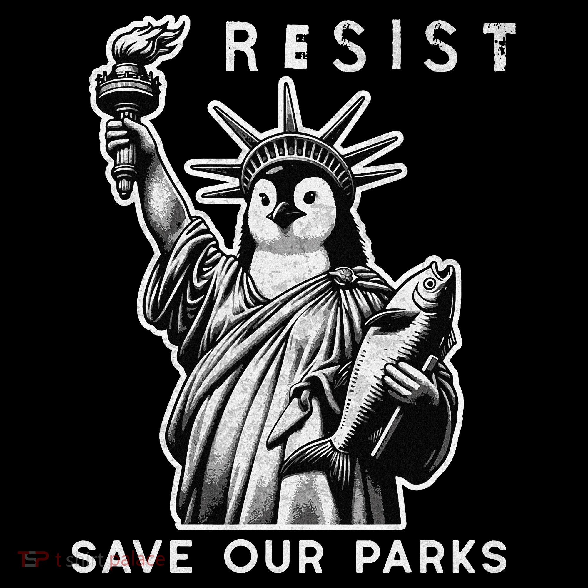 Save Our National Parks Penguin Statue Of Liberty Resist Coffee Mug