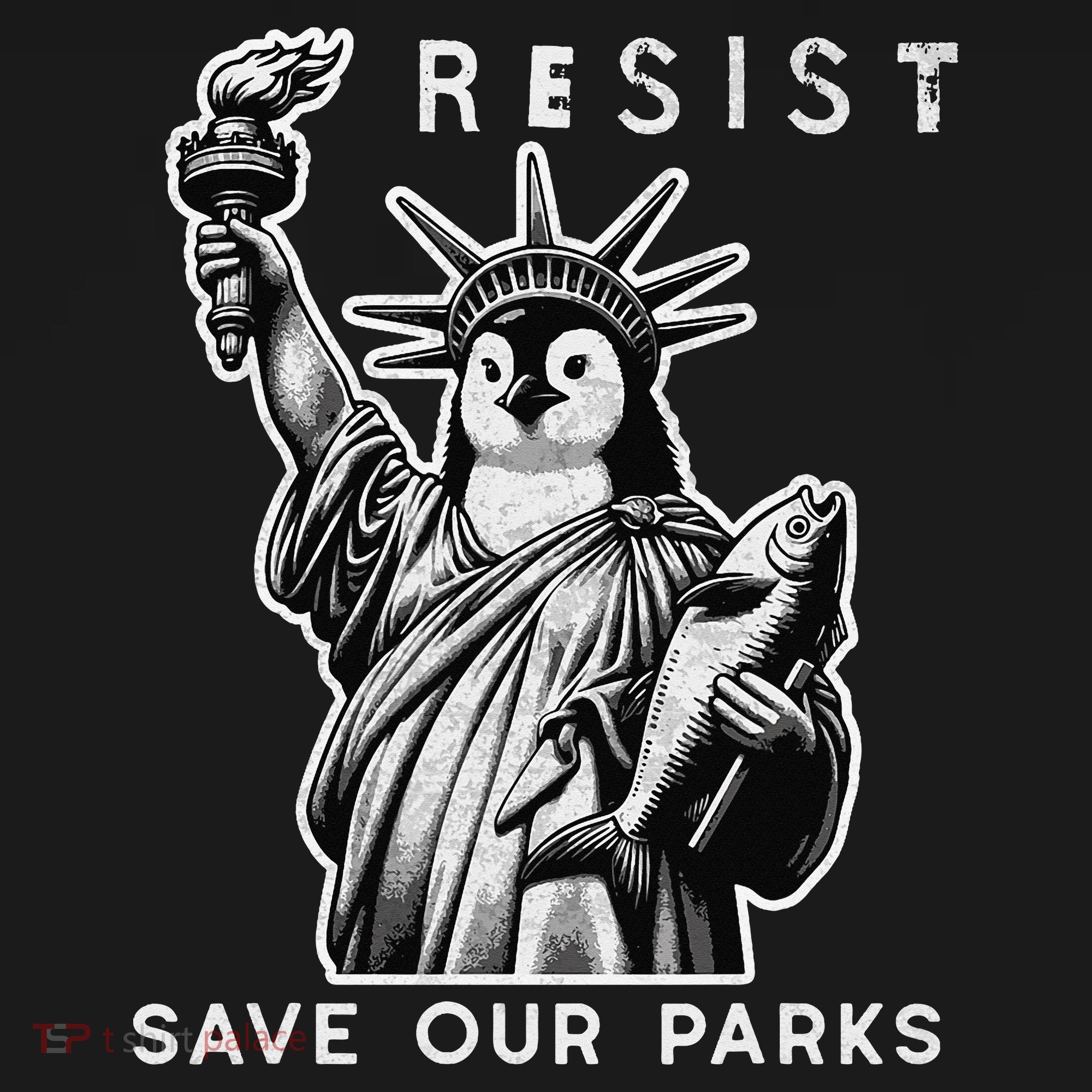 Save Our National Parks Penguin Statue Of Liberty Resist Women's Hoodie