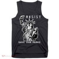 Save Our National Parks Penguin Statue Of Liberty Resist Tank Top thumb 0