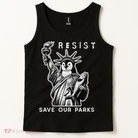 Save Our National Parks Penguin Statue Of Liberty Resist Tank Top thumb 2