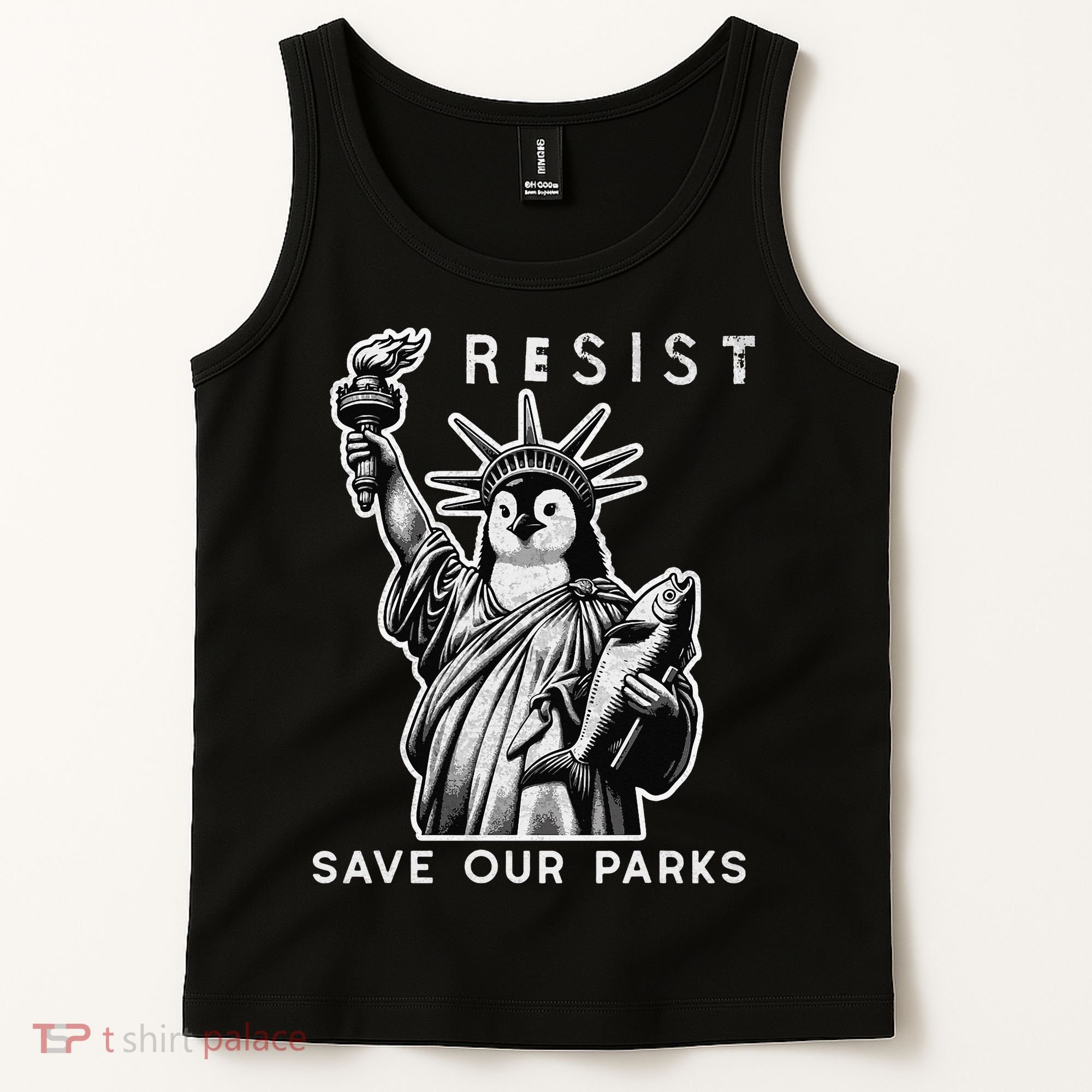 Save Our National Parks Penguin Statue Of Liberty Resist Tank Top