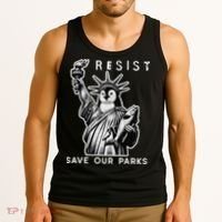 Save Our National Parks Penguin Statue Of Liberty Resist Tank Top thumb 3