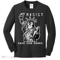 Save Our National Parks Penguin Statue Of Liberty Resist Kids Long Sleeve Shirt thumb 0