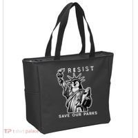 Save Our National Parks Penguin Statue Of Liberty Resist Tote Bag thumb 2