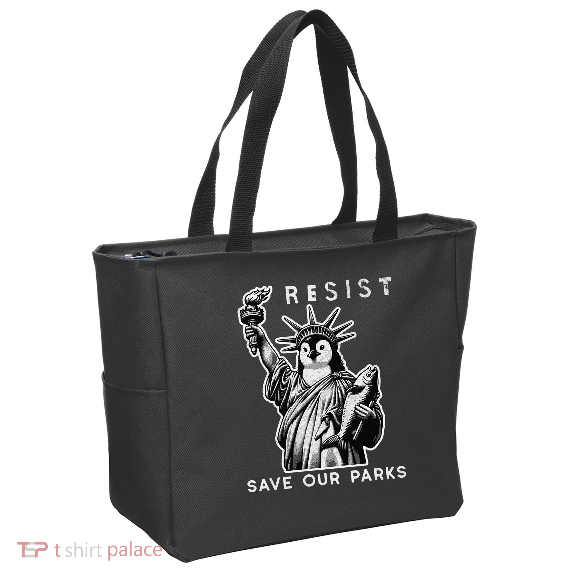 Save Our National Parks Penguin Statue Of Liberty Resist Tote Bag