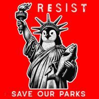 Save Our National Parks Penguin Statue Of Liberty Resist Santa Hat thumb 1