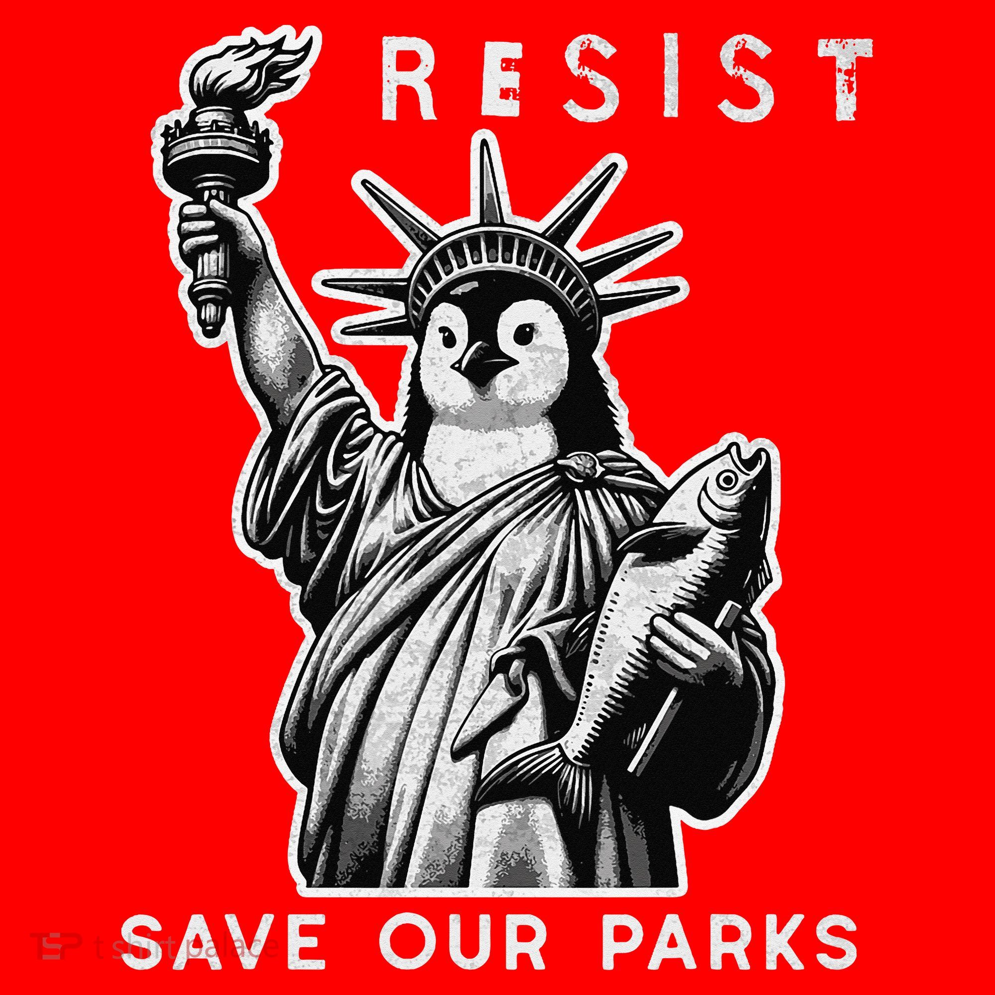 Save Our National Parks Penguin Statue Of Liberty Resist Santa Hat