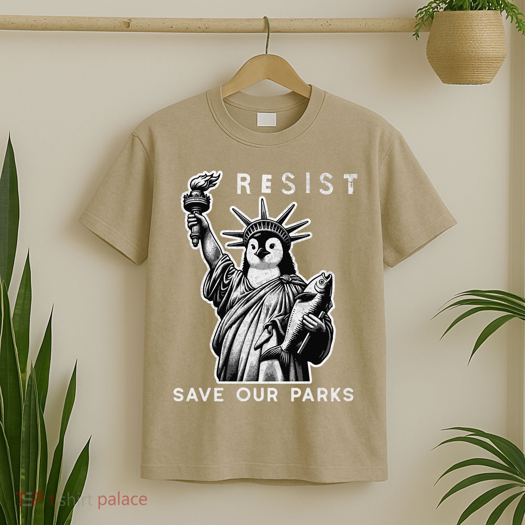 Save Our National Parks Penguin Statue Of Liberty Resist T-Shirt