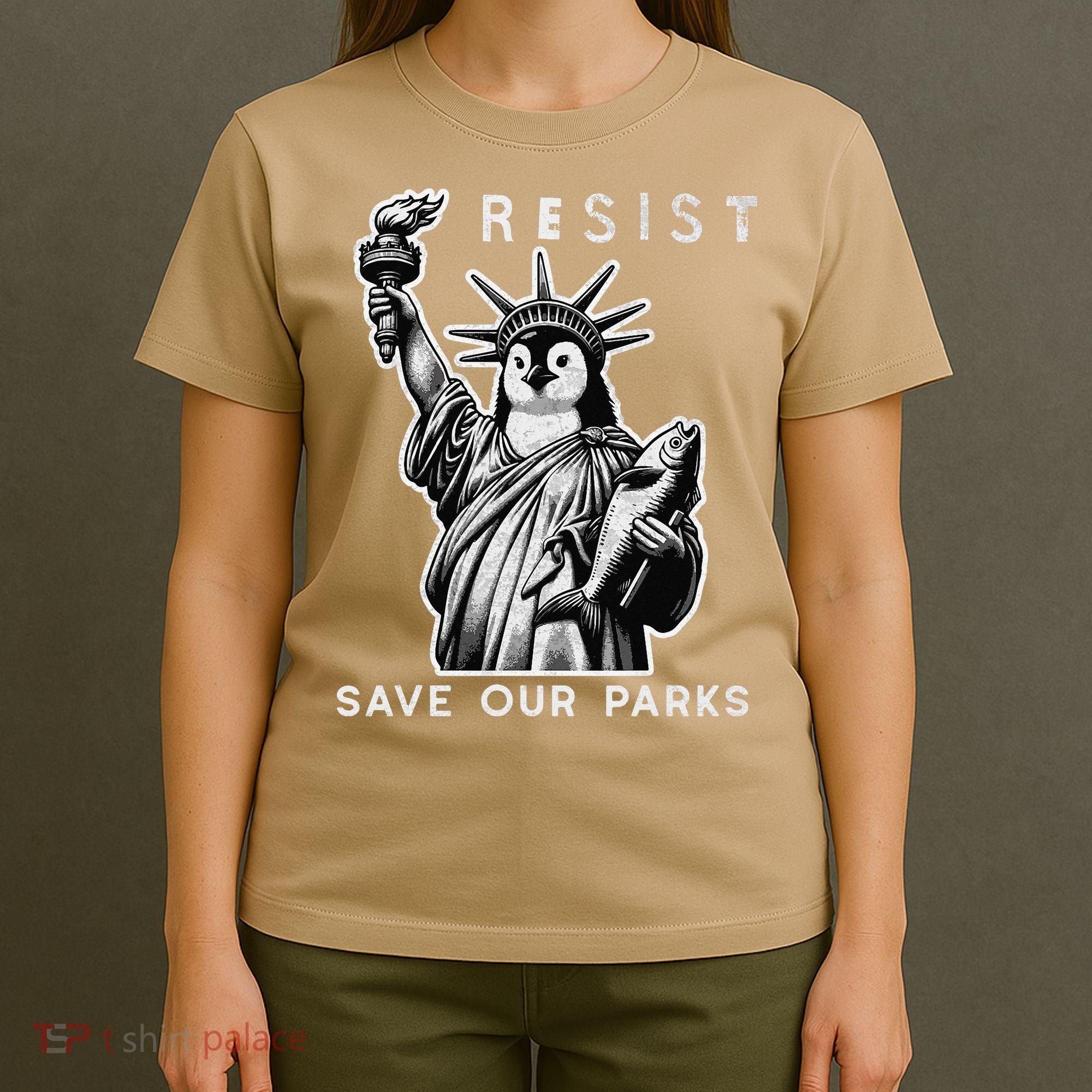 Save Our National Parks Penguin Statue Of Liberty Resist T-Shirt
