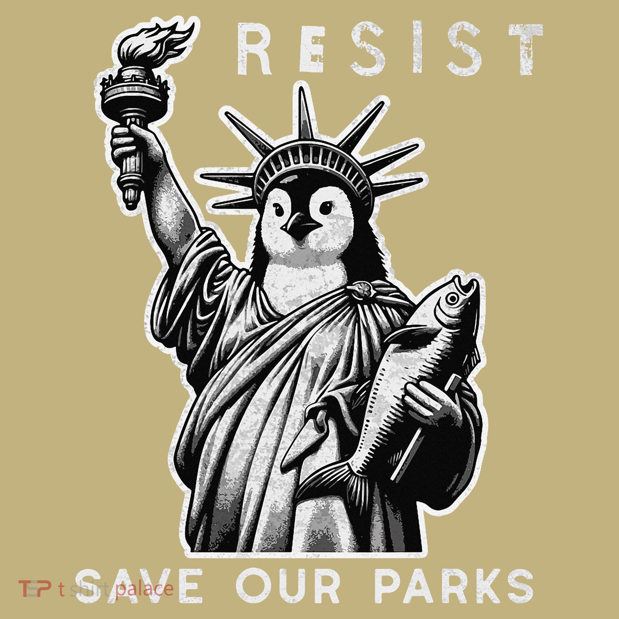 Save Our National Parks Penguin Statue Of Liberty Resist Mousepad