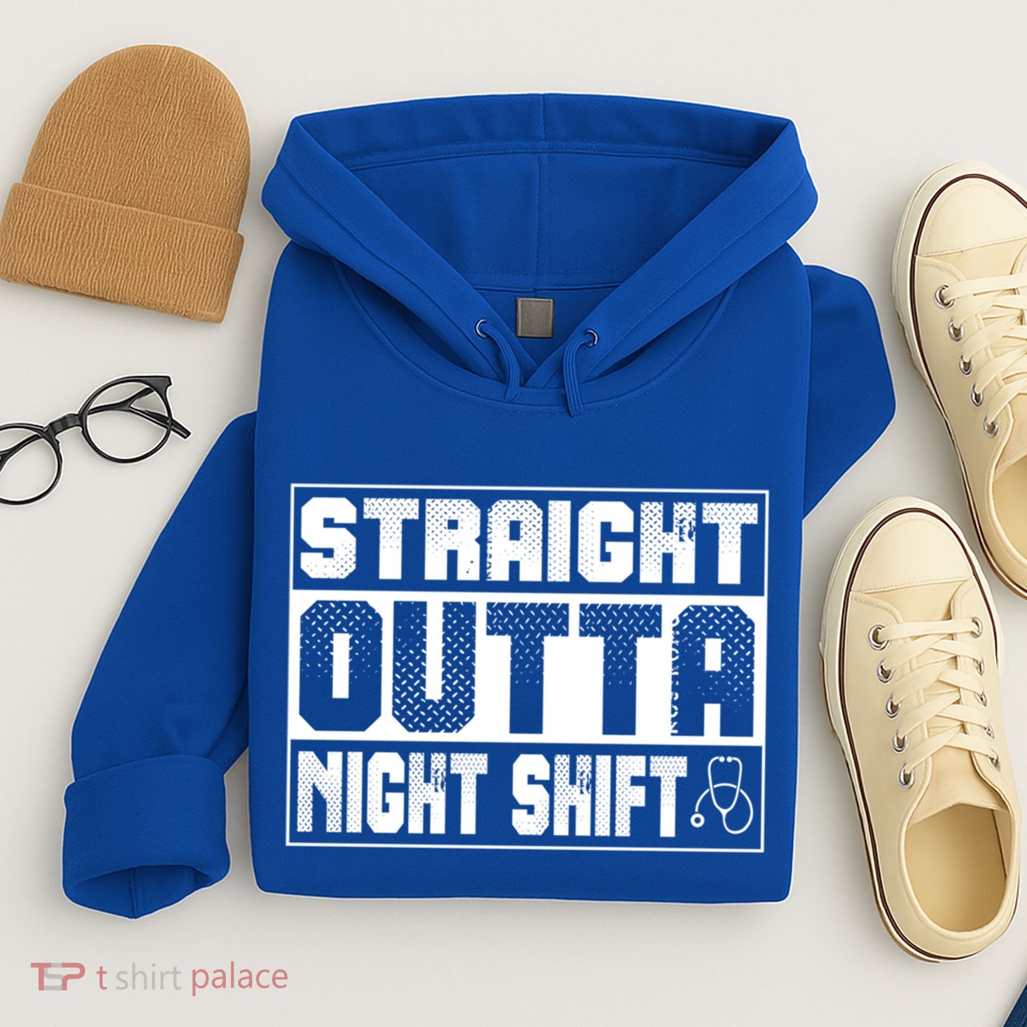 Straight Outta Night Shift Funny Nurse Rn Gift Hoodie