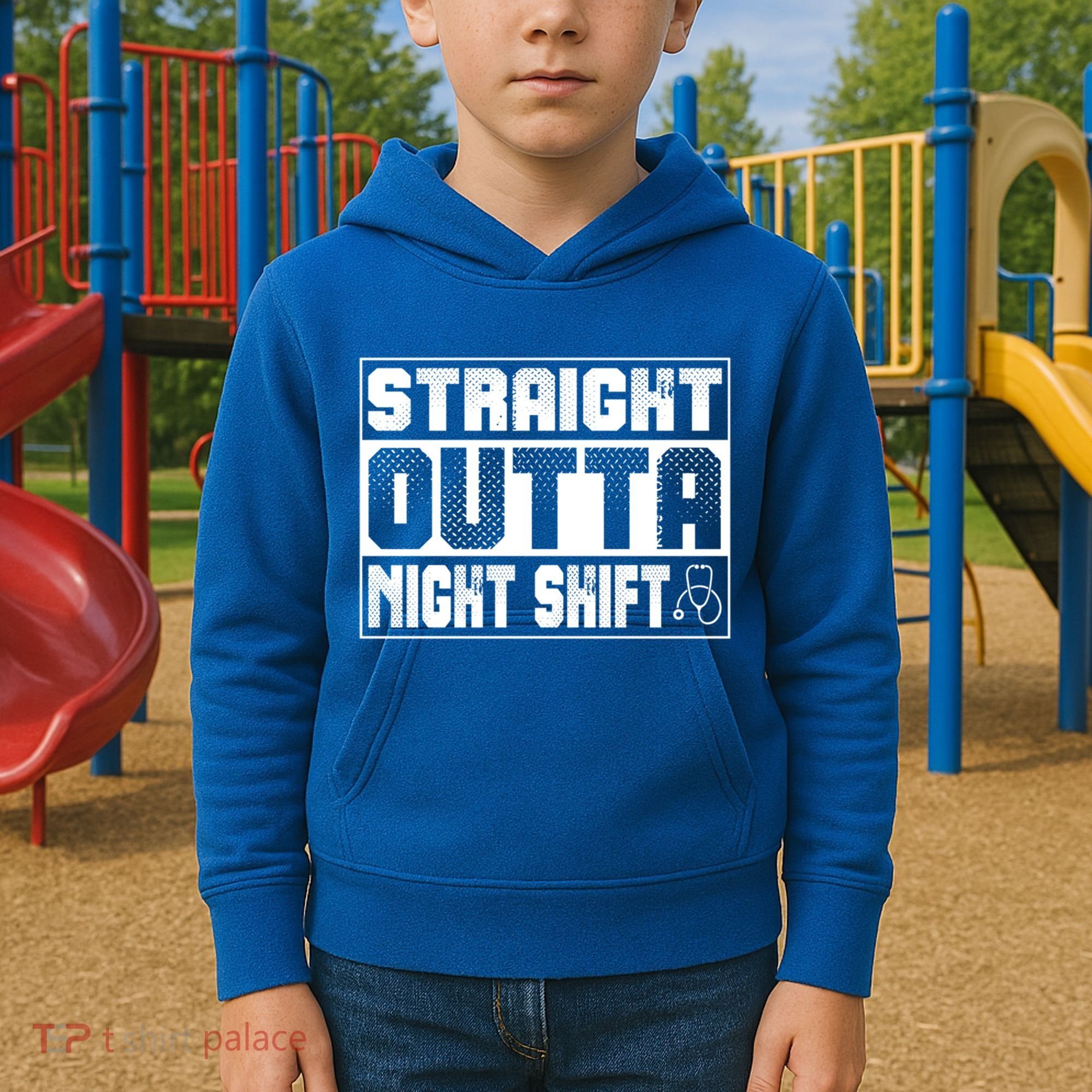 Straight Outta Night Shift Funny Nurse Rn Gift Kids Hoodie