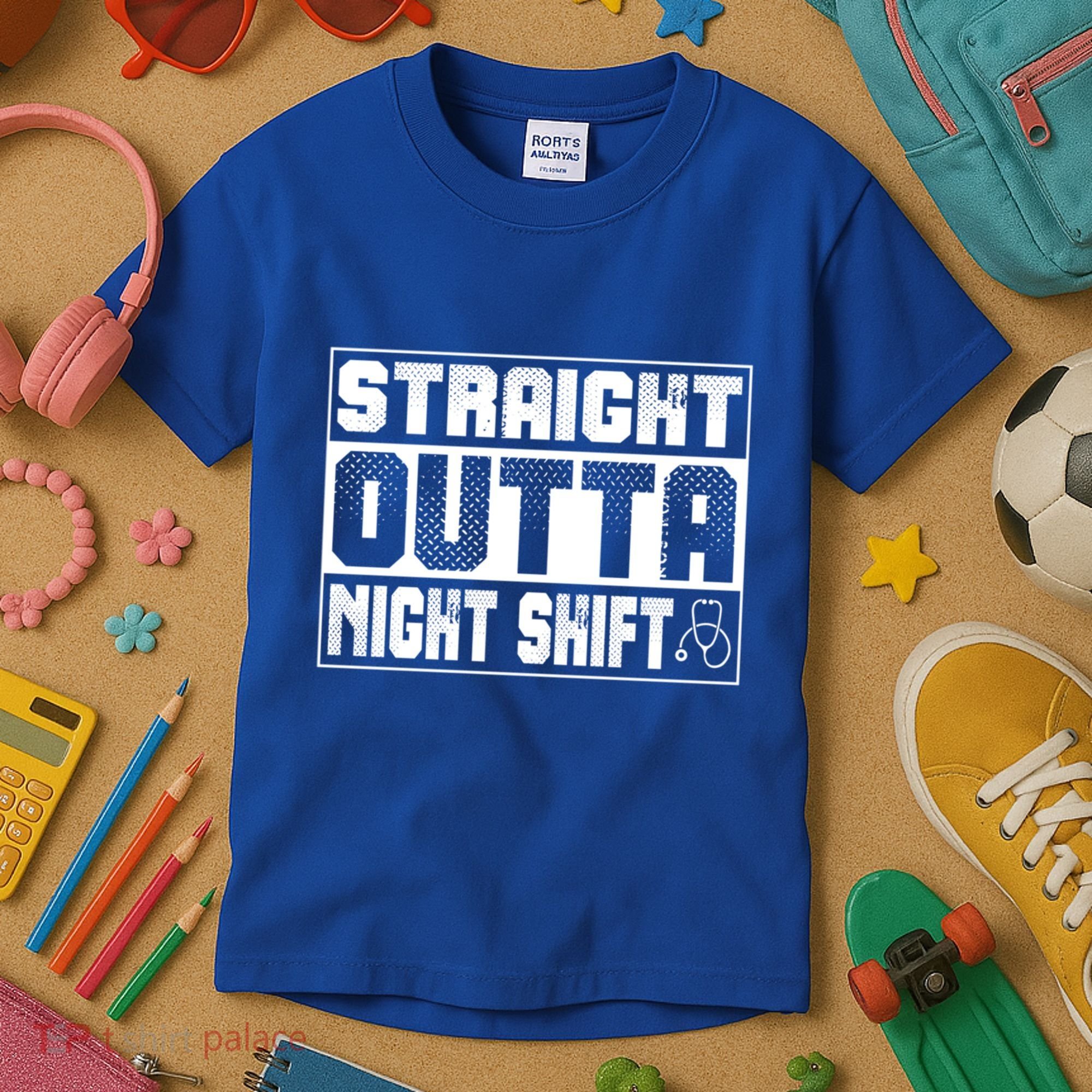 Straight Outta Night Shift Funny Nurse Rn Gift Kids T-Shirt