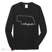 State Of Nebraska Outline With Volleyball Script Long Sleeve Shirt thumb 0