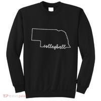 State Of Nebraska Outline With Volleyball Script Sweatshirt thumb 0