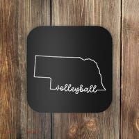 State Of Nebraska Outline With Volleyball Script Coaster thumb 0