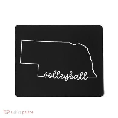 State Of Nebraska Outline With Volleyball Script Mousepad