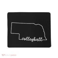 State Of Nebraska Outline With Volleyball Script Mousepad thumb 0