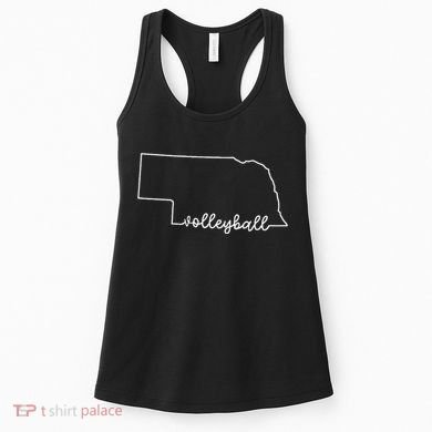 State Of Nebraska Outline With Volleyball Script Women's Tank Top